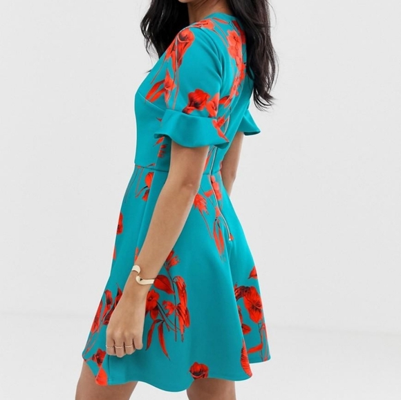 🍒EUC🍒 TED BAKER VIBRANT BLOOM SKATER DRES - Picture 2 of 8